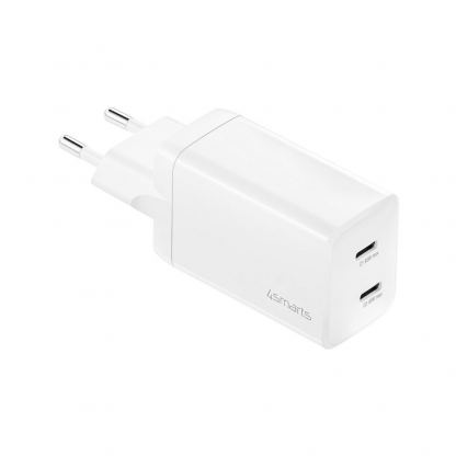 4smarts GaN 2C Wall Charger Dual USB-C 45W - захранване за ел. мрежа с 2xUSB-C PD изходи с технология за бързо зареждане (бял) (bulk)  3