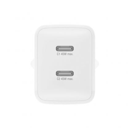 4smarts GaN 2C Wall Charger Dual USB-C 45W - захранване за ел. мрежа с 2xUSB-C PD изходи с технология за бързо зареждане (бял) (bulk)  4