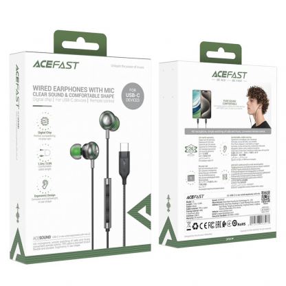 Acefast L5 In-Ear USB-C Stereo Headphones - слушалки с USB-C кабел, управление на звука и микрофон (черен) 7