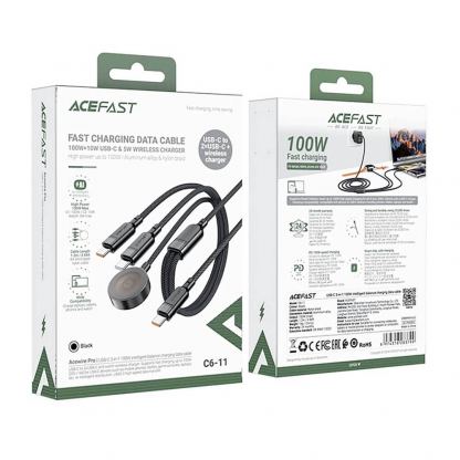 Acefast 3-in-1 USB-C and Apple Watch Cable 100W - USB-C кабел с 2xUSB-C конекторa и конектор за зареждане на Apple Watch (120 см) (черен) 5