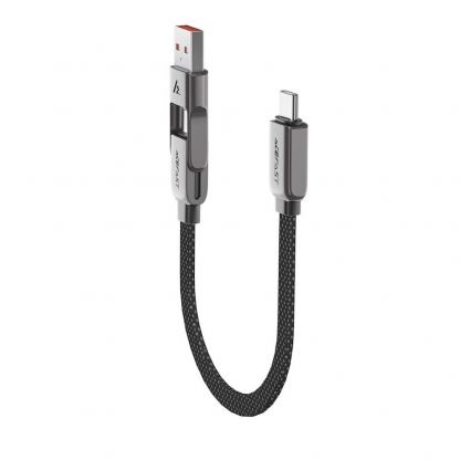 Acefast USB-C to USB-C and USB-A Cable 60W - качествен многофункционален кабел USB-C към USB-C или USB-A (20 см) (черен) 2