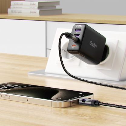 Acefast USB-C to USB-C Cable with LED Display 66W - USB-C към USB-C кабел за устройства с USB-C порт (120 см) (черен) 6