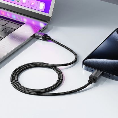 Acefast C20-03 USB-C to USB-C Charging Cable 15W - здрав кабел с въжена оплетка и бързо зареждане за устройства с USB-C порт (120 см) (черен) 6