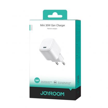 Joyroom Mini USB-C PD Wall Charger 30W - захранване за ел. мрежа с USB-C изход с технология за бързо зареждане (бял) 4