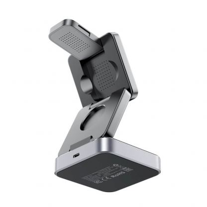 Acefast E20 3-in-1 Fst Wireless Charger - тройна поставка (пад) за безжично зареждане за iPhone с MagSafe, Apple Watch, AirPods и Qi съвместими мобилни устройства (черен) 2