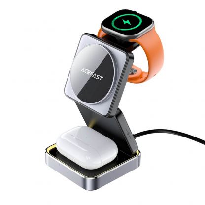 Acefast E20 3-in-1 Fst Wireless Charger - тройна поставка (пад) за безжично зареждане за iPhone с MagSafe, Apple Watch, AirPods и Qi съвместими мобилни устройства (черен) 4