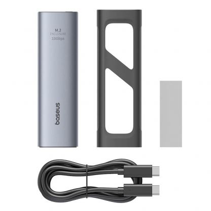 Baseus FlyJoy USB-C External M.2 NVMe SATA SSD Enclosure - алуминиева външна кутия с USB-C за M.2 NVMe SATA SSD дискове (сив) 6