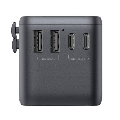 Joyroom Gan Universal World Travel Adapter 65W - захранване с 2xUSB-А и 3xUSB-C изходи и преходници за цял свят в едно устройство за мобилни устройства (черен) 3