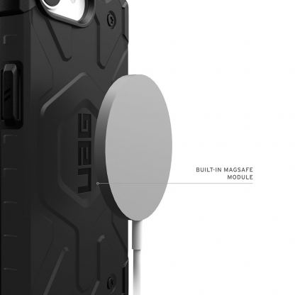 Urban Armor Gear Pathfinder Clear MagSafe Case - удароустойчив хибриден кейс с MagSafe за iPhone 16e (черен) 4