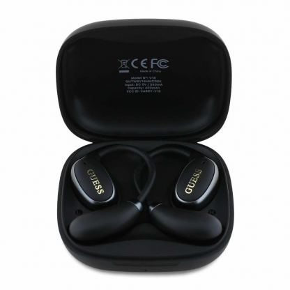Guess Satin Classic Logo OWS Wireless Earphones - безжични OWS слушалки със зареждащ кейс (черен) 2