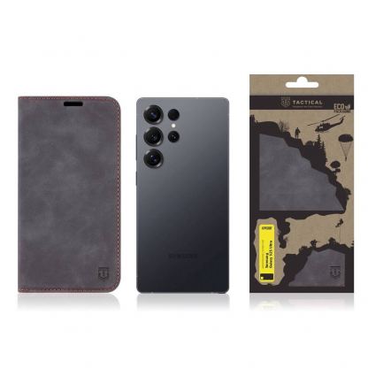 Tactical Xproof Flip Case - кожен калъф, тип портфейл с поставка и отделение за кр. карти за Samsung Galaxy S25 Ultra (черен) 4