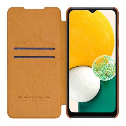 Nillkin Qin Leather Flip Case - кожен калъф, тип портфейл за Samsung Galaxy A13 5G (кафяв) 4