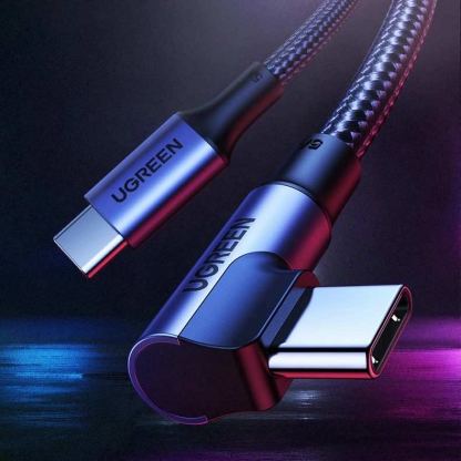 Ugreen Angled USB-C to USB-C Data Cable 100W - USB-C към USB-C кабел за устройства с USB-C порт (100 см) (черен) 2