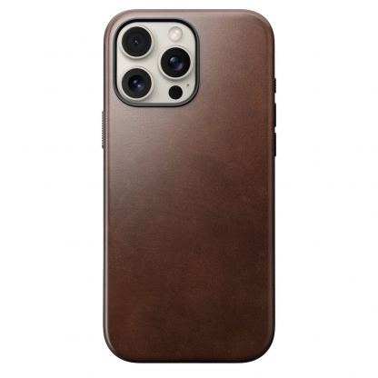 Nomad Modern Horween Leather MagSafe Case - кожен (естествена кожа) кейс с MagSafe за iPhone 16 Pro Max (тъмнокафяв) 2