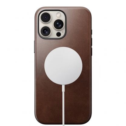 Nomad Modern Horween Leather MagSafe Case - кожен (естествена кожа) кейс с MagSafe за iPhone 16 Pro Max (тъмнокафяв) 3