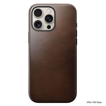 Nomad Modern Horween Leather MagSafe Case - кожен (естествена кожа) кейс с MagSafe за iPhone 16 Pro Max (тъмнокафяв) 8