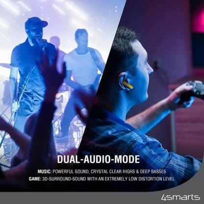 4smarts GameBuds TWS In-Ear Gaming Bluetooth Earphones - безжични блутут слушалки със зареждащ кейс (жълт-черен) 4