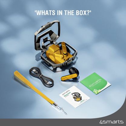 4smarts GameBuds TWS In-Ear Gaming Bluetooth Earphones - безжични блутут слушалки със зареждащ кейс (жълт-черен) 8