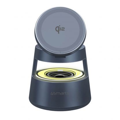 4smarts Qi2 Aura Sound 3-in-1 Charging Station With Bluetooth Speaker - безжичен спийкър с тройна поставка (пад) за безжично зареждане за iPhone с Magsafe и AirPods (тъмносив) 2