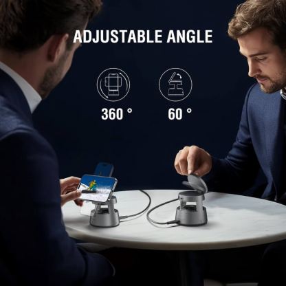 4smarts Qi2 Aura Sound 3-in-1 Charging Station With Bluetooth Speaker - безжичен спийкър с тройна поставка (пад) за безжично зареждане за iPhone с Magsafe и AirPods (тъмносив) 6