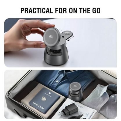 4smarts Qi2 Aura Sound 3-in-1 Charging Station With Bluetooth Speaker - безжичен спийкър с тройна поставка (пад) за безжично зареждане за iPhone с Magsafe и AirPods (тъмносив) 7