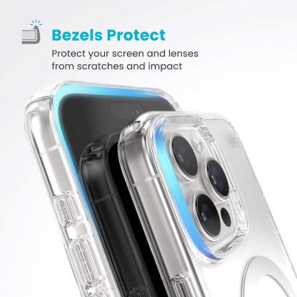 Speck Presidio 2 Perfect Clear MagSafe With ClickLock Case - удароустойчив хибриден кейс с Magsafe за iPhone 16 Pro Max (прозрачен-сребрист) 6