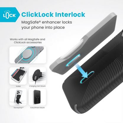 Speck Presidio 2 Grip MagSafe With ClickLock Case - удароустойчив хибриден кейс с Magsafe за iPhone 16 Pro (черен) 3