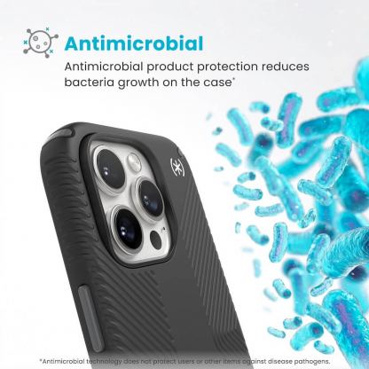 Speck Presidio 2 Grip MagSafe With ClickLock Case - удароустойчив хибриден кейс с Magsafe за iPhone 16 Pro (черен) 5