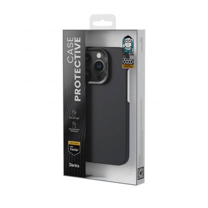 Benks Magnetic Armor Air Kevlar Case 600D - кевларен кейс с MagSafe за iPhone 16 Pro (черен-сив) 8