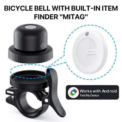 MiLi MiBell Android Trackable Copper Bicycle Bell - звънец за колело с вградено устройство за намиране на изгубени вещи чрез Android Find My Dvice (черен) 3