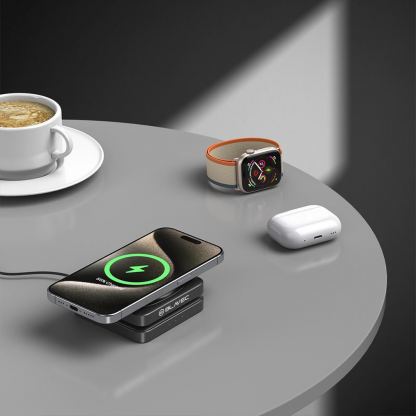 Blavec E20 3-in-1 Fst Wireless Charger 15W - тройна поставка (пад) за безжично зареждане за iPhone с MagSafe, Apple Watch, AirPods и Qi съвместими мобилни устройства (черен) 3