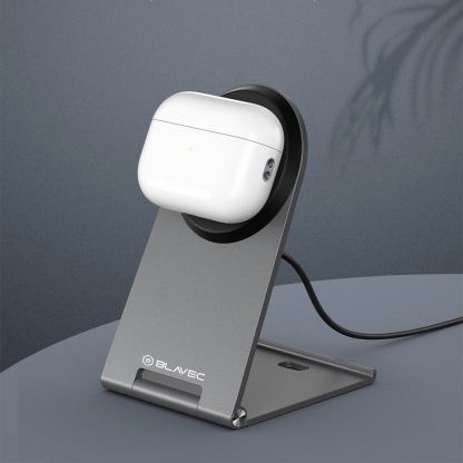Blavec Qi2 Wireless Fast Charger Stand 15W - сгъваема алуминиева поставка за безжично зареждане за iPhone с MagSafe и Qi2 съвместими мобилни устройства (сребрист) 4