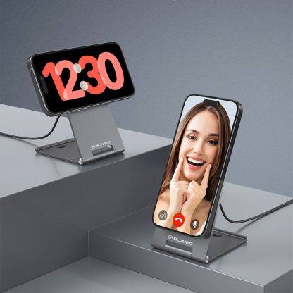 Blavec Qi2 Wireless Fast Charger Stand 15W - сгъваема алуминиева поставка за безжично зареждане за iPhone с MagSafe и Qi2 съвместими мобилни устройства (сребрист) 5