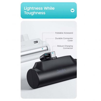 Benks PB15 Mini Powerbank With USB-C Connector 5000mAh 10W - външна батерия с USB-C конектор (черен) 5