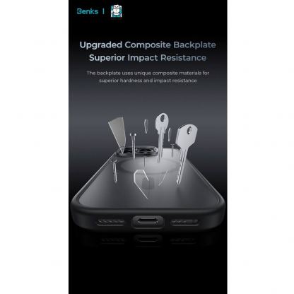 Benks Magnetic Mist Metal Frame Case - хибриден удароустойчив кейс с MagSafe за iPhone 16 Pro (черен) 4