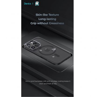 Benks Magnetic Mist Metal Frame Case - хибриден удароустойчив кейс с MagSafe за iPhone 16 Pro (черен) 7