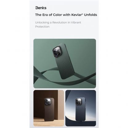 Benks Magnetic Armor Tint Kevlar Case 1000D - кевларен кейс с MagSafe за iPhone 16 Pro (син) 7