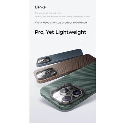 Benks Magnetic Armor Tint Kevlar Case 1000D - кевларен кейс с MagSafe за iPhone 16 Pro (син) 9