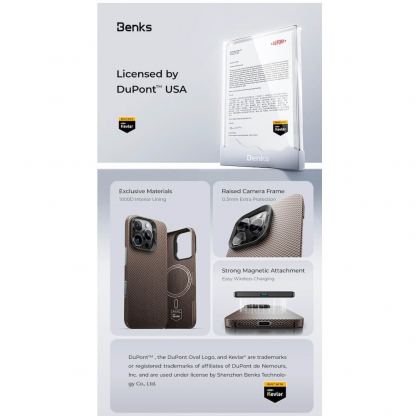 Benks Magnetic Armor Tint Kevlar Case 1000D - кевларен кейс с MagSafe за iPhone 16 Pro (син) 10