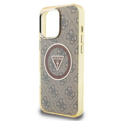 Guess IML 4G Glitter And Triangle Logo MagSafe Case - хибриден удароустойчив кейс с MagSafe за iPhone 16 Pro Max (кафяв-жълт) 5