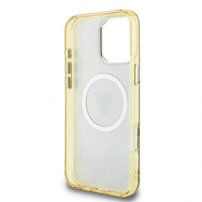 Guess IML 4G Glitter And Triangle Logo MagSafe Case - хибриден удароустойчив кейс с MagSafe за iPhone 16 Pro Max (кафяв-жълт) 6