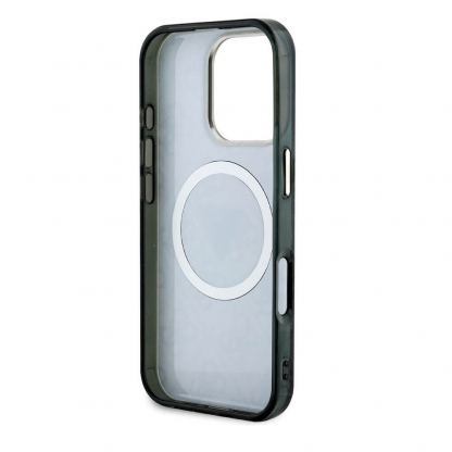 Guess IML 4G Glitter And Triangle Logo MagSafe Case - хибриден удароустойчив кейс с MagSafe за iPhone 16 Pro (черен) 5