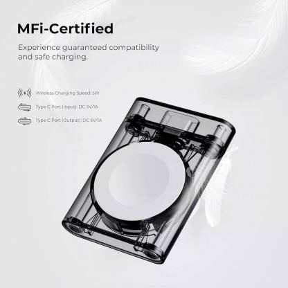 Pitaka Certified USB-C Power Dongle Charger for Apple Watch - USB-C док за зареждане на Apple Watch (сив-прозрачен) 2