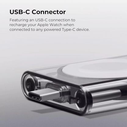 Pitaka Certified USB-C Power Dongle Charger for Apple Watch - USB-C док за зареждане на Apple Watch (сив-прозрачен) 5
