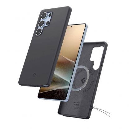 Spigen Silicone Fit MagFit Qi2 MagSafe Case - силиконов (TPU) калъф с MagSafe за Samsung Galaxy S25 Ultra (черен) 8