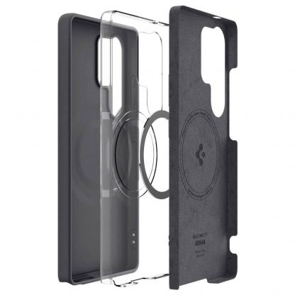 Spigen Silicone Fit MagFit Qi2 MagSafe Case - силиконов (TPU) калъф с MagSafe за Samsung Galaxy S25 Ultra (черен) 12