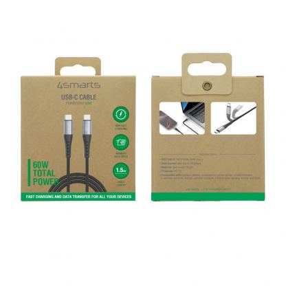 4smarts USB-C to USB-C Data Cable 60W - кабел с бързо зареждане за устройства с USB-C порт (200 см) (черен)  7