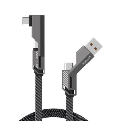 4smarts ComboCord Flat Right Angle USB-C to USB-C Adapter Cable 240W - качествен USB-C към USB-C кабел и USB-C към USB-C адаптер (150 см) (тъмносив) 2