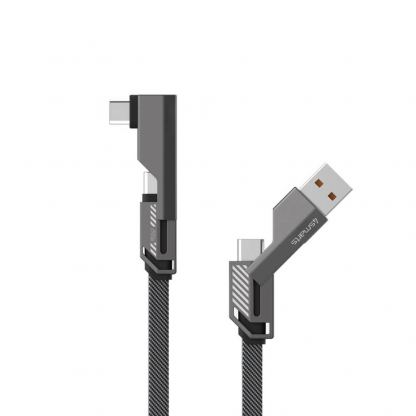 4smarts ComboCord Flat Right Angle USB-C to USB-C Adapter Cable 240W - качествен USB-C към USB-C кабел и USB-C към USB-C адаптер (150 см) (тъмносив) 3