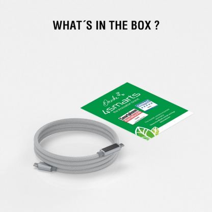 4smarts DigitCord USB-C to USB-C 100W Cable - здрав кабел с въжена оплетка и дисплей, за зареждане на устройства с USB-C порт (150 см) (сив) 8